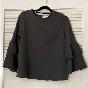 Gray bell sleeve top